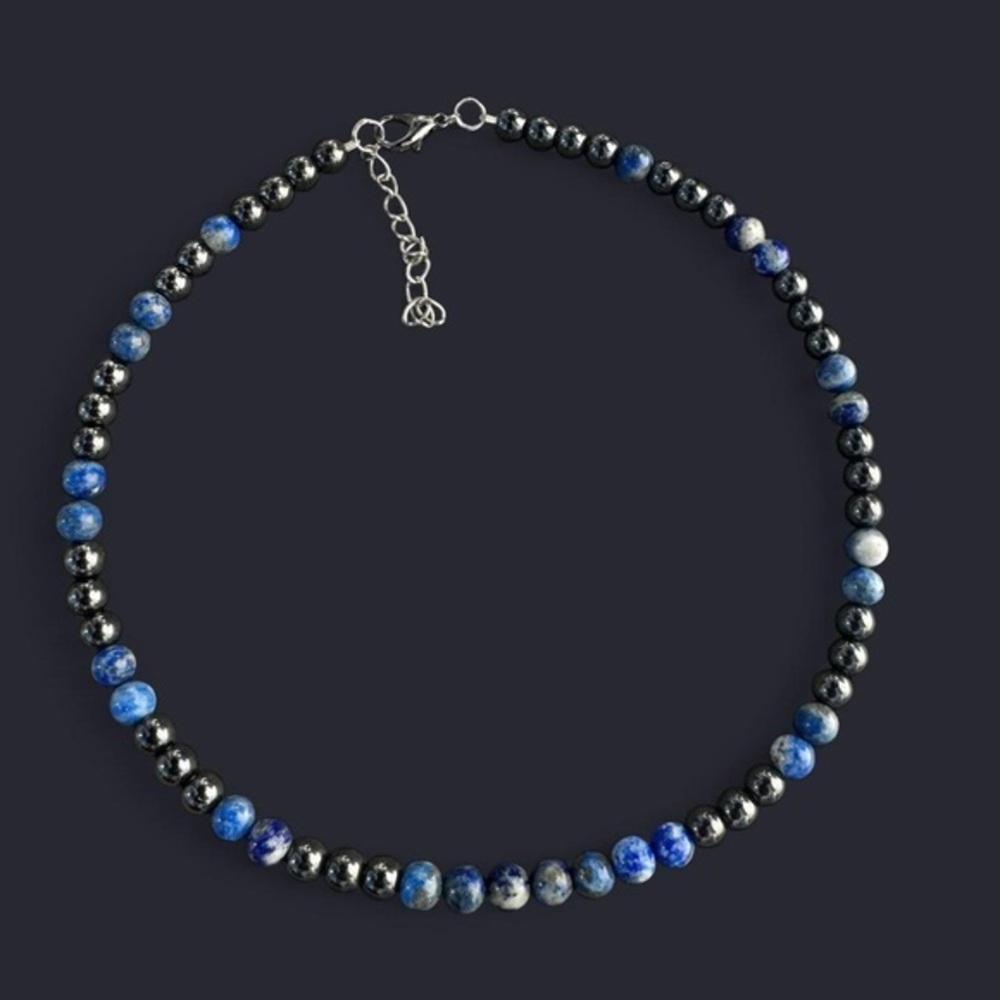 Lapis Lazuli & Hematite Bead Necklace